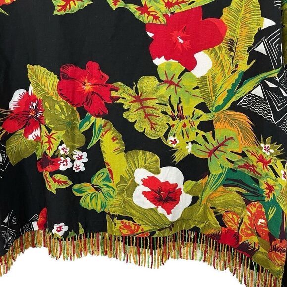 Vintage Paradiso Large Top Shell Button Hawaiian Aloha Crop Beaded Womens - Picture 12 of 15